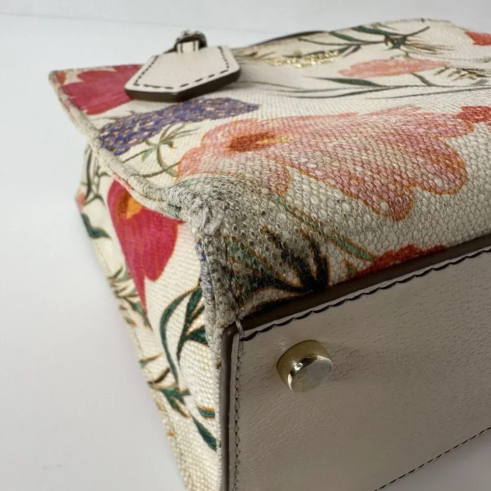Kate Spade Thompson Street Sam Bag Floral Print Linen Crossbody‎ Purse Satchel